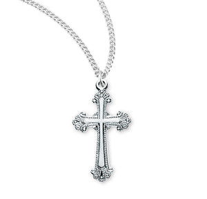 Heavy Large Fancy Cross Necklace, Sterling Silver