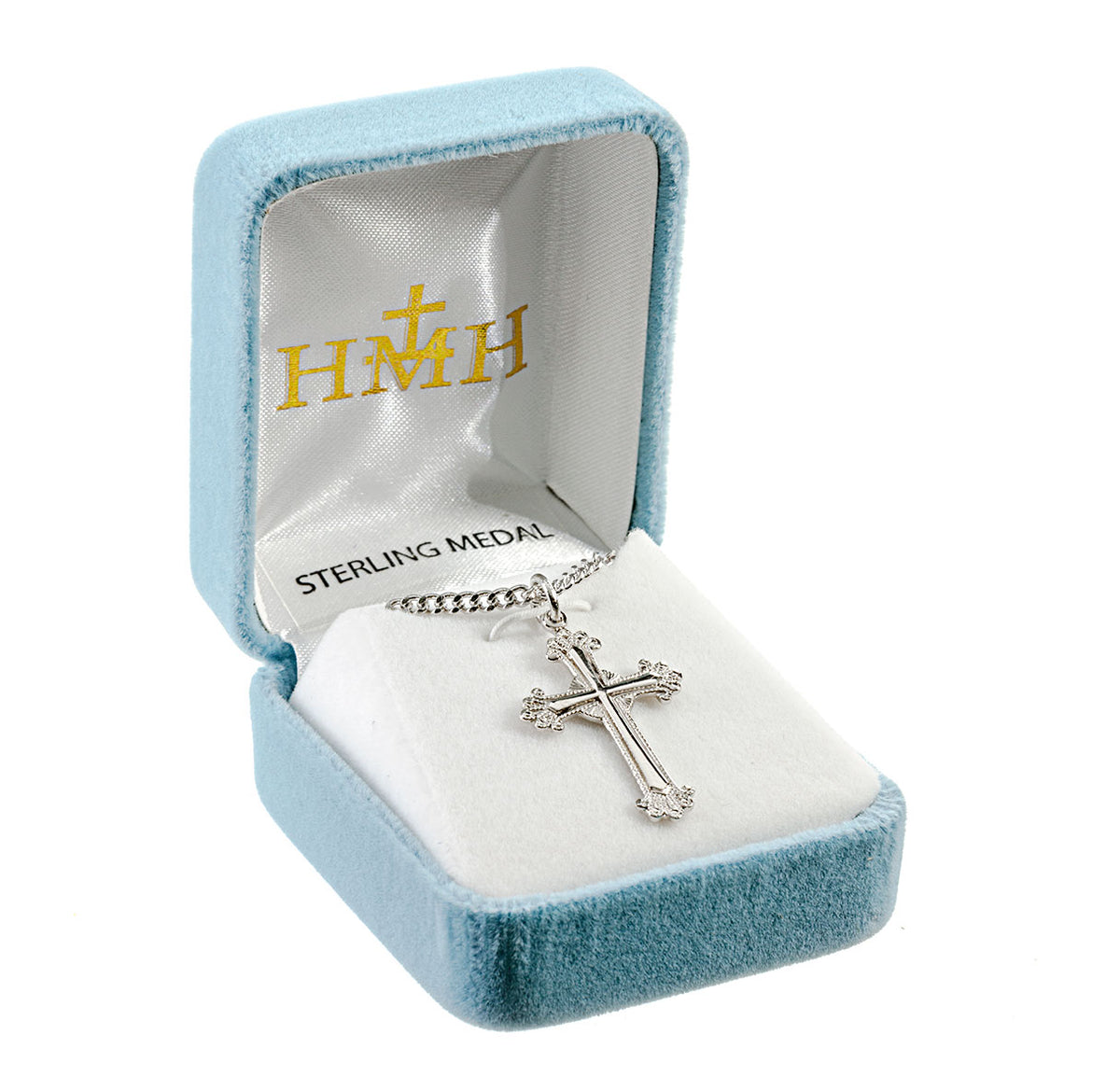 Heavy Large Fancy Cross Necklace, Sterling Silver