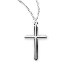 Slim Plain Cross Necklace, Sterling Silver