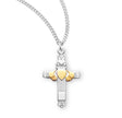 Two-Tone Claddagh Cross Necklace, Sterling Silver