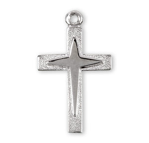 Lightweight Medium Starburst Cross Necklace, Sterling Silver