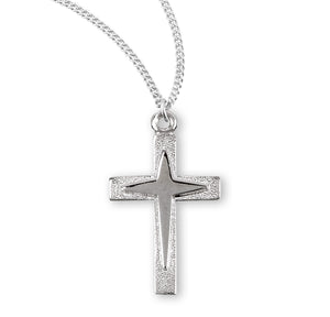 Lightweight Medium Starburst Cross Necklace, Sterling Silver