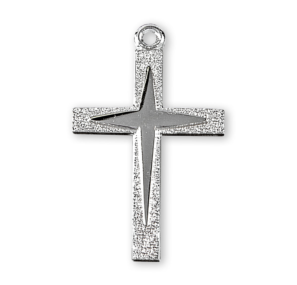 Heavy Medium Starburst Cross Necklace, Sterling Silver