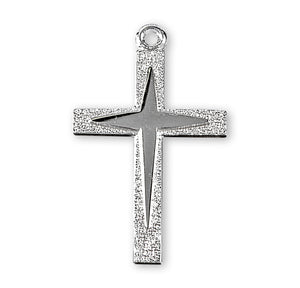 Heavy Medium Starburst Cross Necklace, Sterling Silver