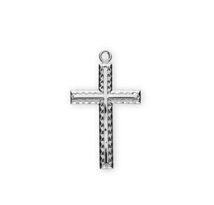 Petite Textured Cross Necklace, Sterling Silver