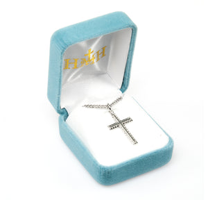 Petite Textured Cross Necklace, Sterling Silver