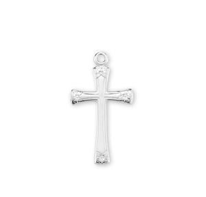 Heavy Large Flower Tip Cross Necklace, Sterling Silver