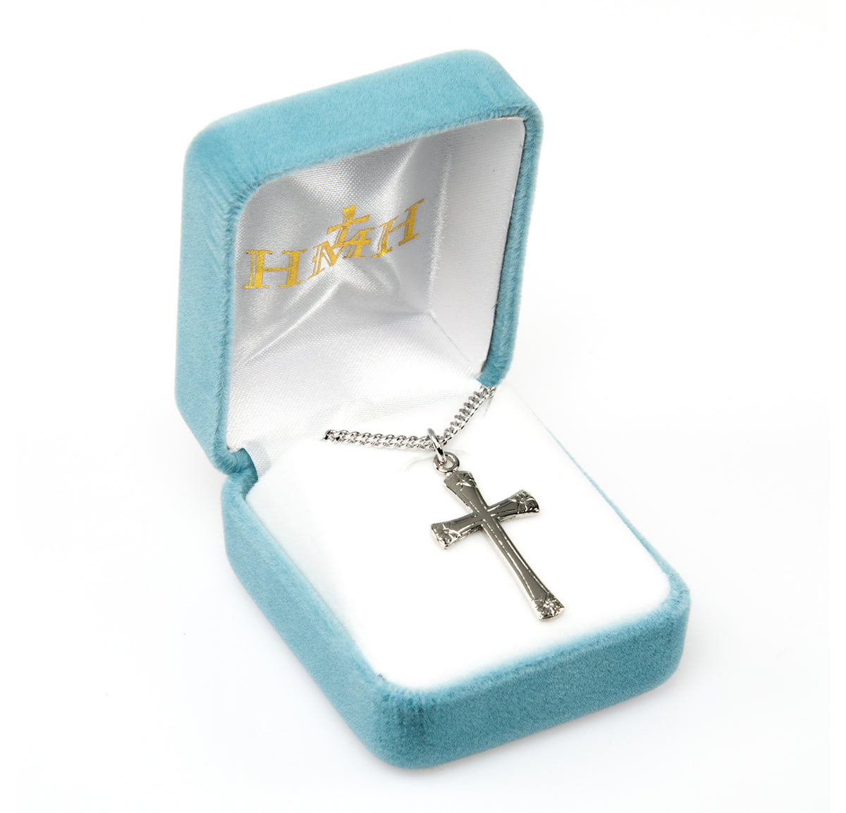 Heavy Large Flower Tip Cross Necklace, Sterling Silver