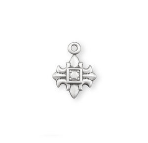 Small Fleur-de-Lis Cross Necklace, Sterling Silver