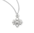 Small Fleur-de-Lis Cross Necklace, Sterling Silver
