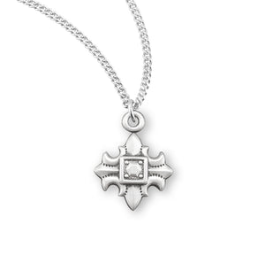 Small Fleur-de-Lis Cross Necklace, Sterling Silver
