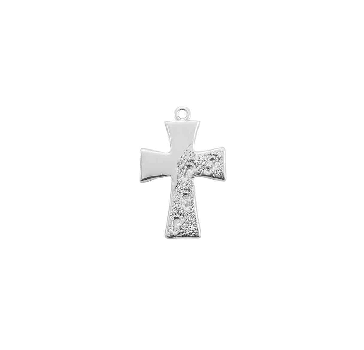 Footprints in the Sand Cross Necklace, Sterling Silver