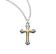 Medium Two-Tone Cross Necklace, Sterling Silver