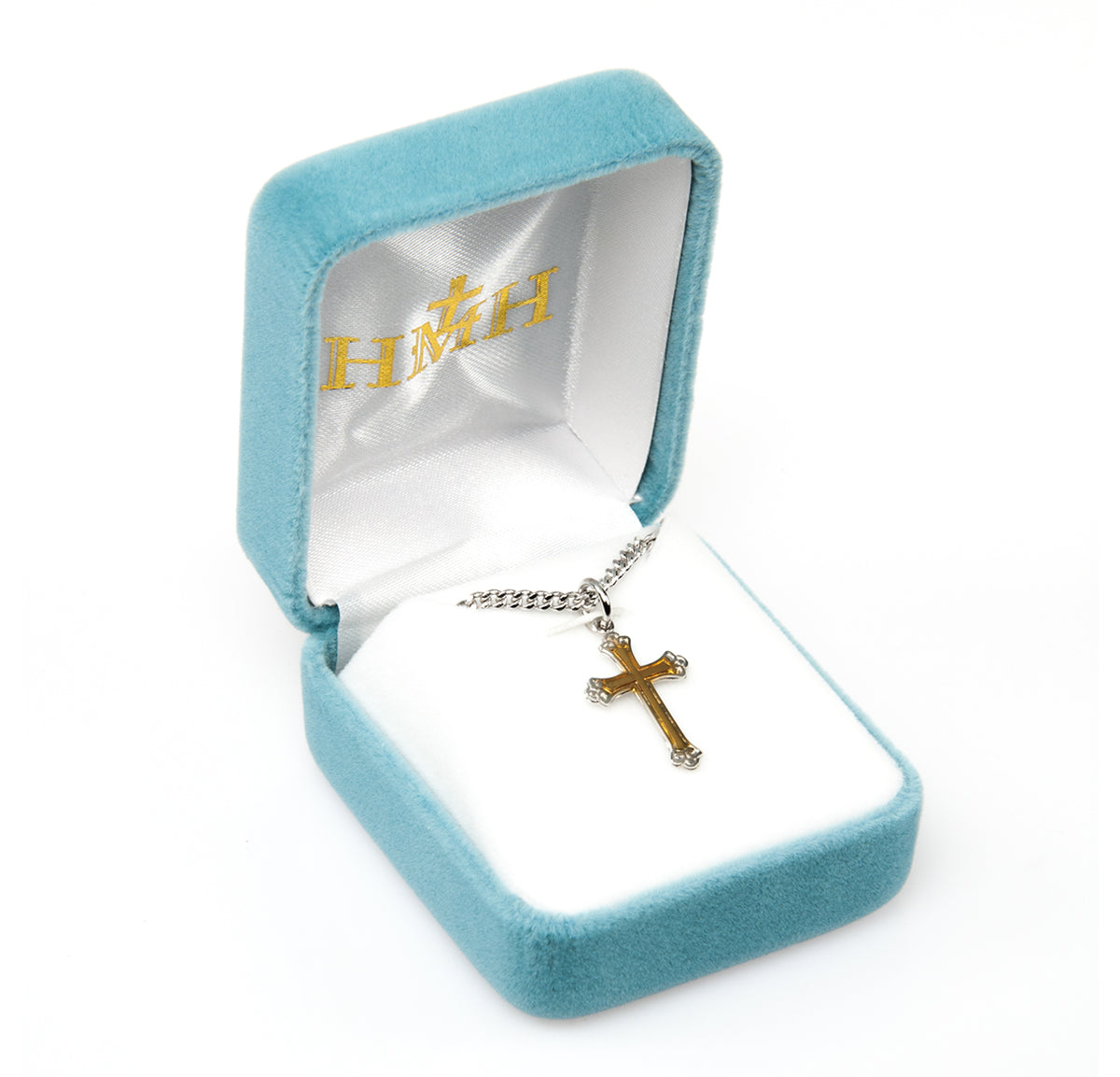 Medium Two-Tone Cross Necklace, Sterling Silver