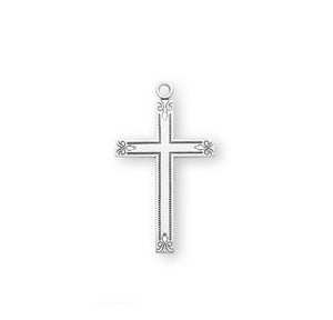 Extra Large Flower Tip Cross Necklace, Sterling Silver