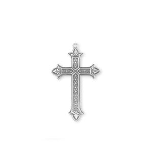 Heavy Extra Large Detailed Cross Necklace, Sterling Silver