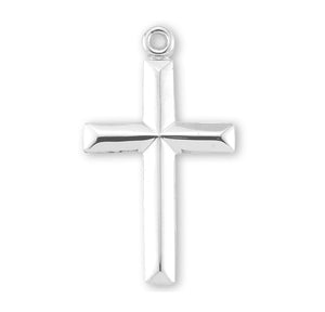 Angle Edged Cross Necklace, Sterling Silver