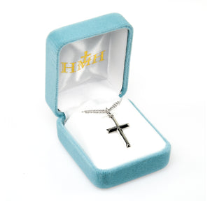 Angle Edged Cross Necklace, Sterling Silver