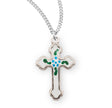 Budded Latin Enameled Cross Necklace, Sterling Silver
