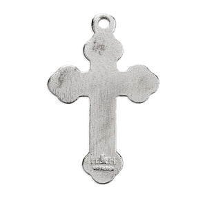 White Enameled Cross Necklace, Sterling Silver
