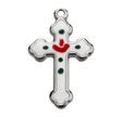 White Enameled Cross Necklace, Sterling Silver