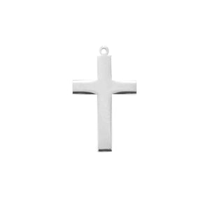 High Polish Plain Cross Necklace, Sterling Silver