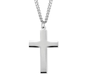 High Polish Plain Cross Necklace, Sterling Silver