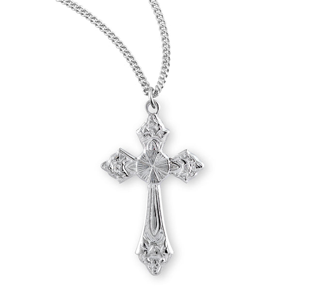 Heavy Large Cross Necklace, Sterling Silver