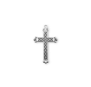 Large Black Enameled Cross Necklace, Sterling Silver
