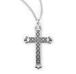 Large Black Enameled Cross Necklace, Sterling Silver