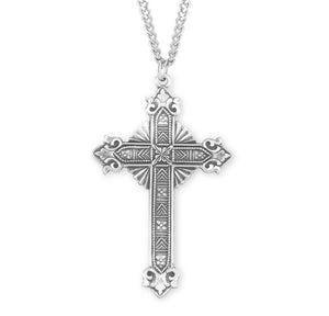 Ornate Cross Necklace, Sterling Silver