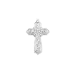 Heavy Extra Large Fancy Cross Necklace, Sterling Silver