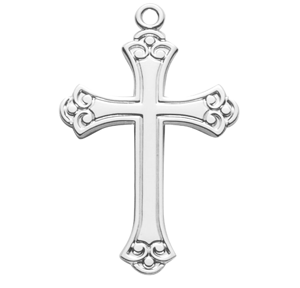 Swirl Tip Cross Necklace, Sterling Silver