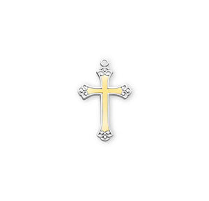 Heavy Large Two-Tone Cross Necklace, Sterling Silver
