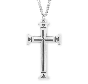 Lightweight Extra Large Engraved Cross Necklace, Sterling Silver
