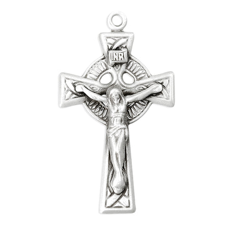 Irish Celtic Crucifix Necklace, Sterling Silver