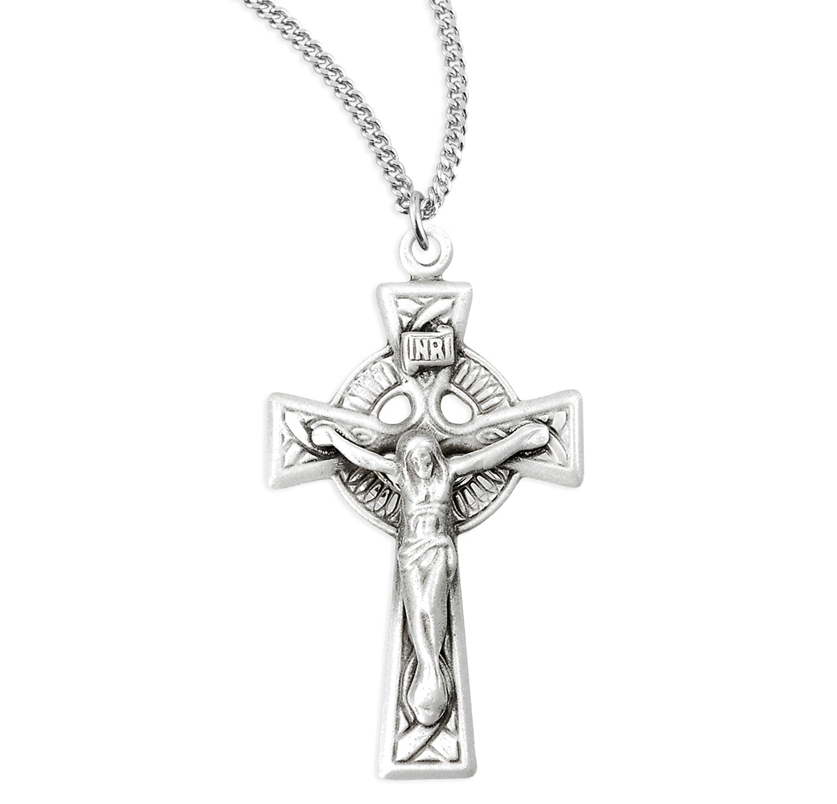 Irish Celtic Crucifix Necklace, Sterling Silver