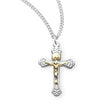 Tapered Two-Tone Crucifix Necklace, Sterling Silver