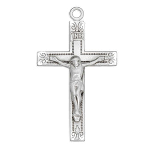Swirl Crucifix Necklace, Sterling Silver
