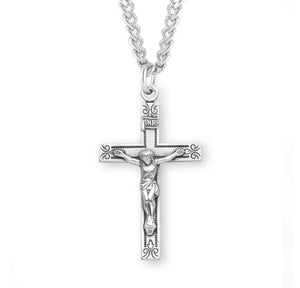 Swirl Crucifix Necklace, Sterling Silver