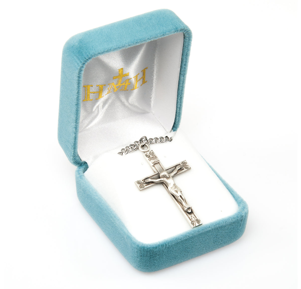 Swirl Crucifix Necklace, Sterling Silver
