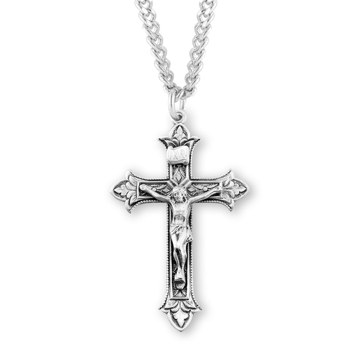 Extra Large Fleur-de-Lis Cross Necklace, Sterling Silver
