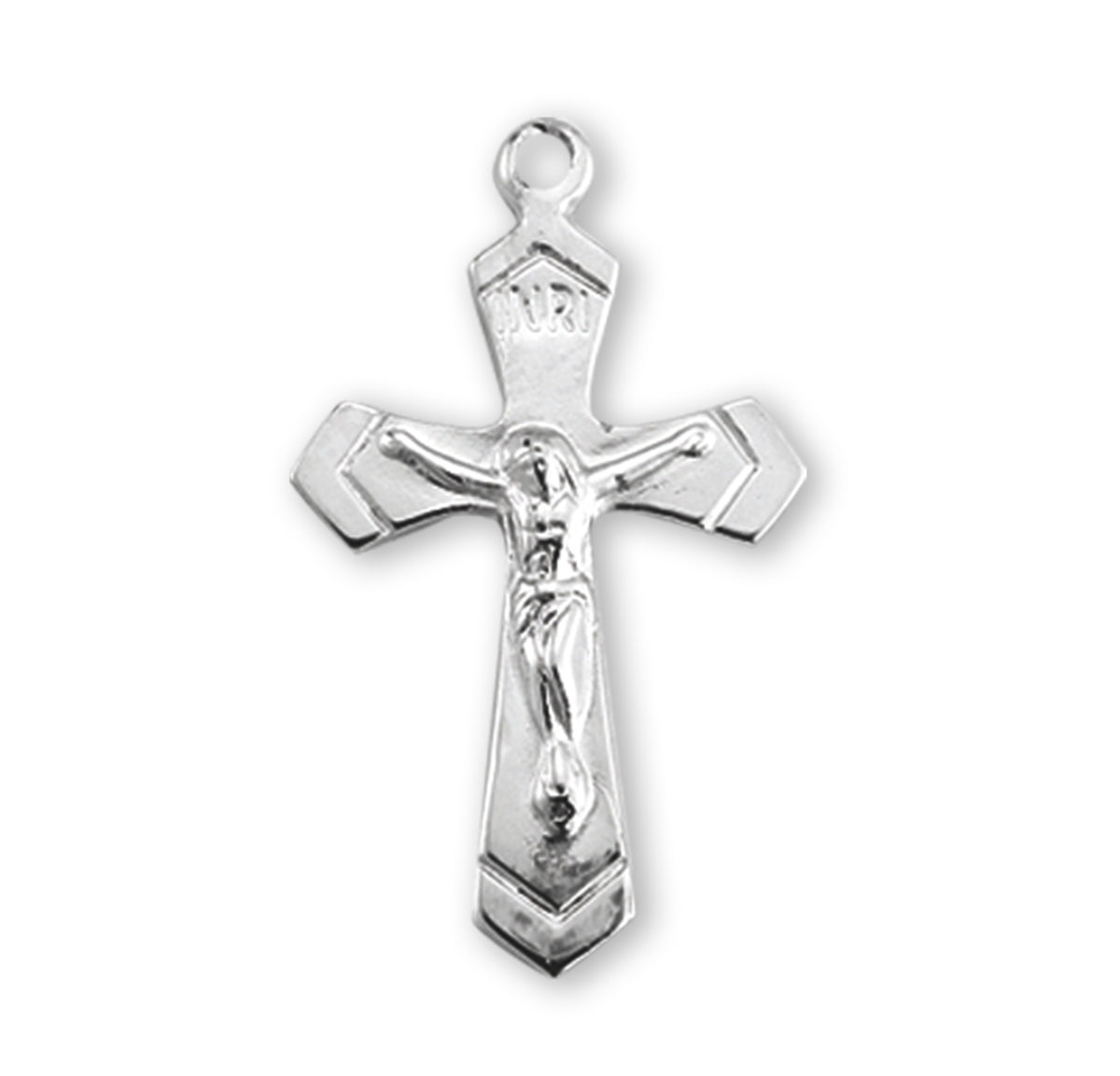 High Polish Crucifix Necklace, Sterling Silver