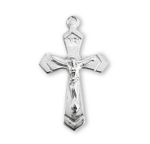 High Polish Crucifix Necklace, Sterling Silver