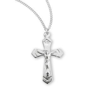 High Polish Crucifix Necklace, Sterling Silver