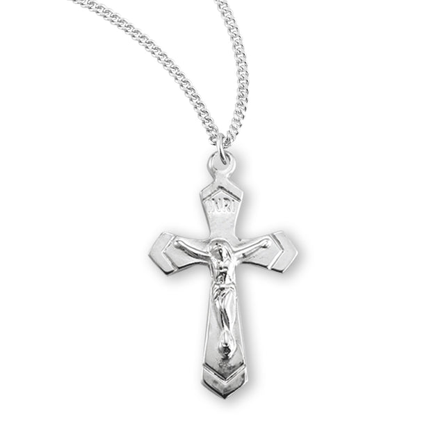 High Polish Crucifix Necklace, Sterling Silver