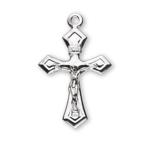 Pointed Tapered Crucifix Necklace, Sterling Silver