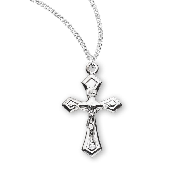 Pointed Tapered Crucifix Necklace, Sterling Silver