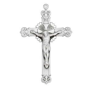 Swirl Tip Crucifix Necklace, Sterling Silver