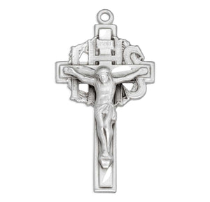 Pierced Crucifix Necklace, Sterling Silver